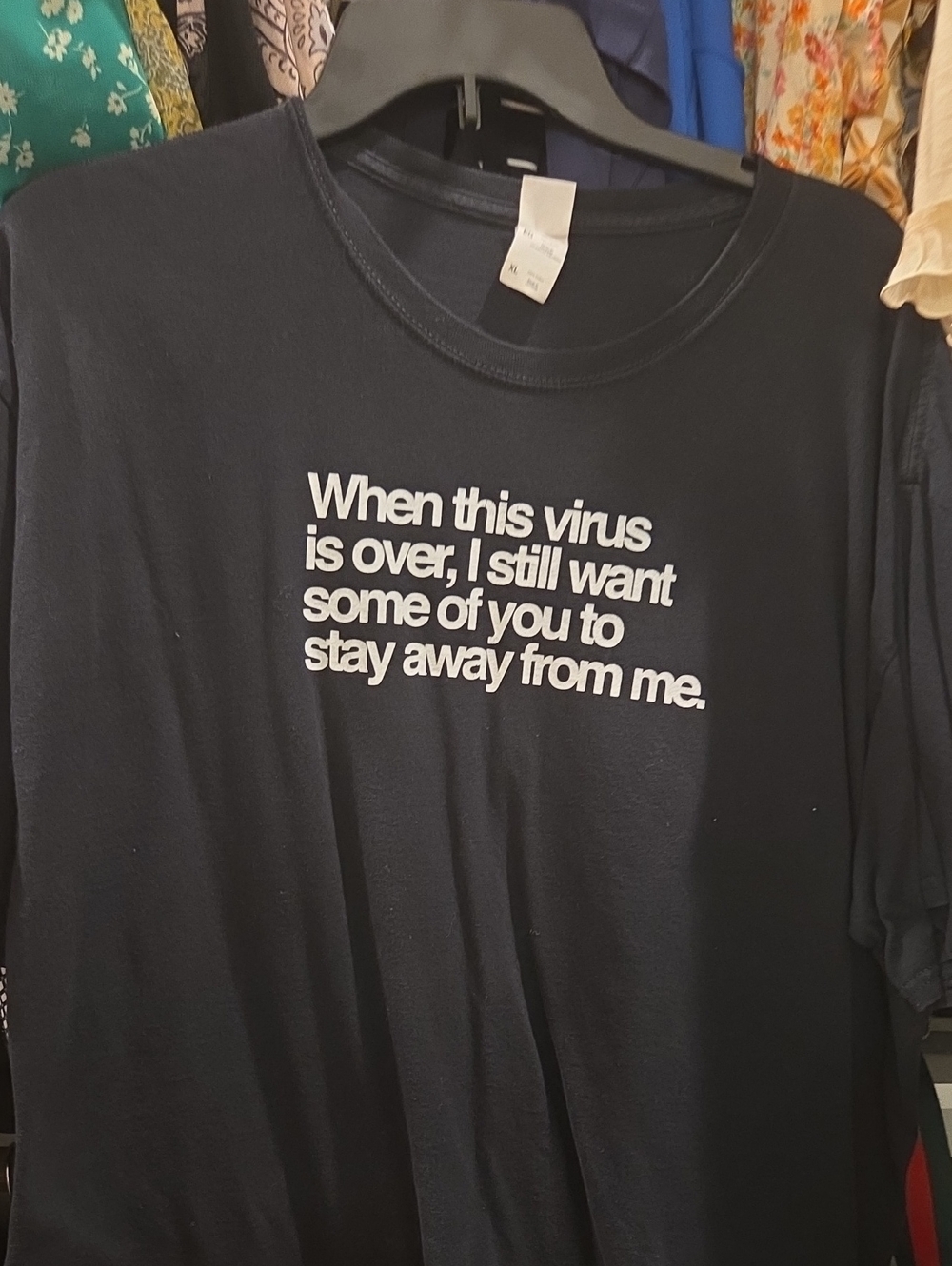 Black Graphic Tee with White Text - Novelty Slogan